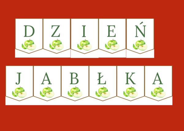 DZIEŃ JABŁKA – girlanda – napis – gazetka – szkoła – wersja 2