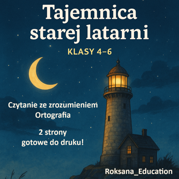 🌙✨ Tajemnica starej latarni – Czytanie ze zrozumieniem - karta pracy z języka polskiego dla klas 4–6