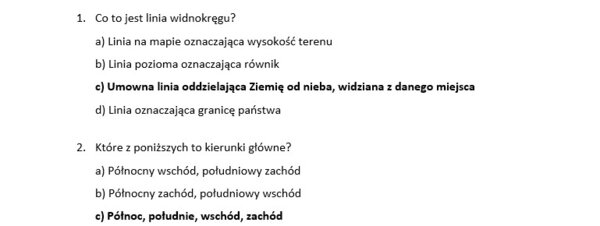 Test- orientacja w terenie