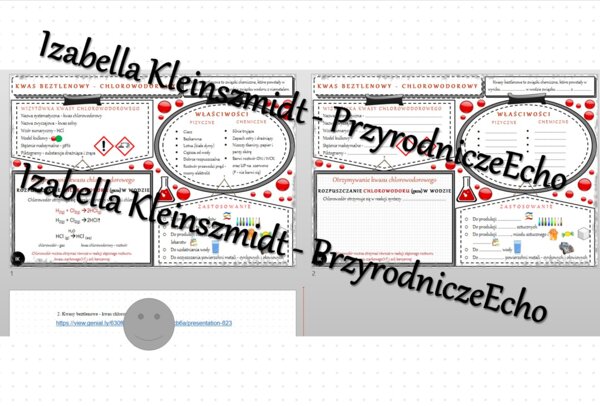 Minizestaw na temat „Kwasy beztlenowe - kwas chlorowodorowy” – sketchnotka + karta pracy w power point + gratisowy link do prezentacji multimedialnej niekomercyjnej wykonanej w genial.ly do indywidualnego pobrania i użycia do celów niekomercyjnych. Chemi
