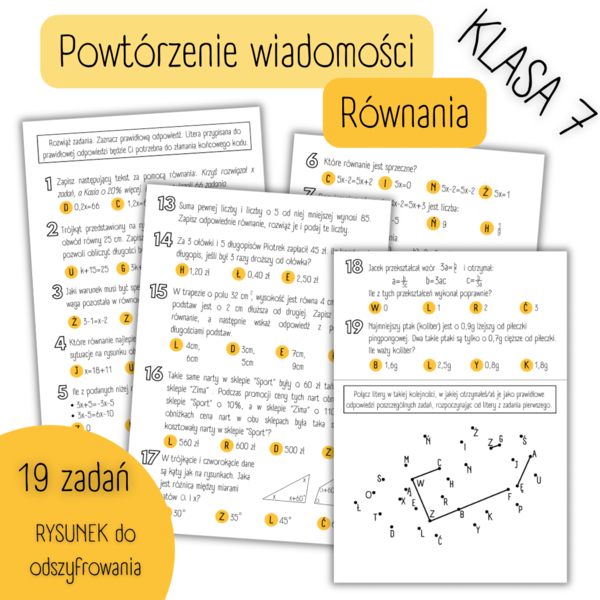 POWTÓRZENIE MATERIAŁU – Równania – KLASA 7