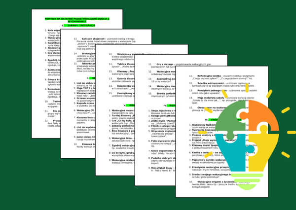 POMYSŁY na ostatnie przed wakacjami - ZAJĘCIA Z WYCHOWAWCĄ - KLASY 4-8 - OSTATNIE DNI SZKOŁY