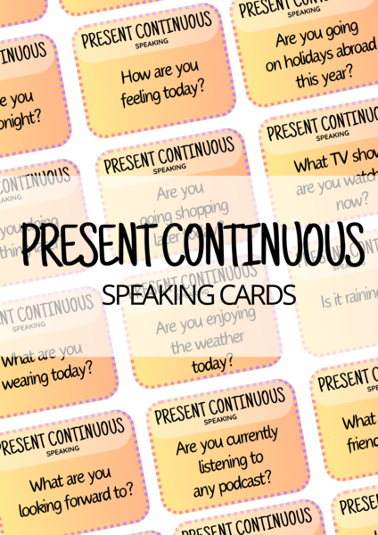 Present Continuous – 80 speaking questions – karty do speakingu – angielski – mówienie – egzamin ósmoklasisty – matura ustna