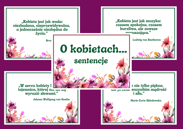 SENTENCJE o kobietach - DZIEŃ KOBIET – gazetka – biblioteka – świetlica – 16 stron – wersja 2