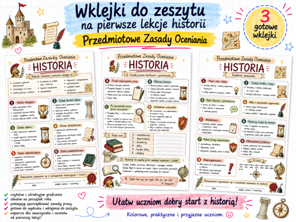 Przedmiotowe Zasady Oceniania – historia | wklejki i materiały informacyjne