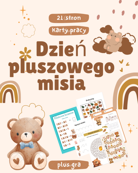 📘 Dzień Pluszowego Misia – zestaw kart pracy (21 stron + gra)