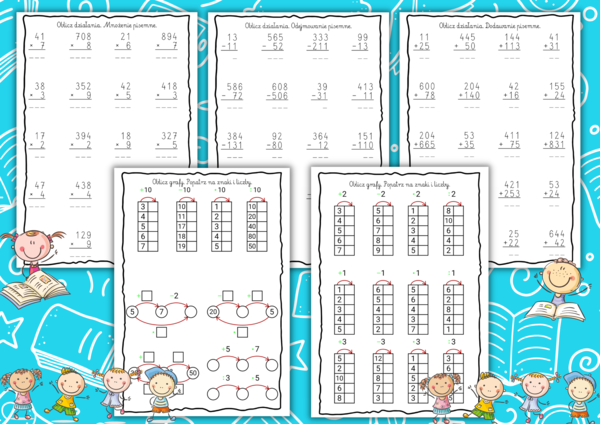 Grafy, działania pisemne, dzielenie z resztą.