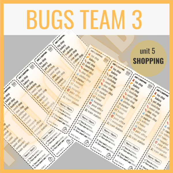 Bugs Team 3 unit 5 SHOPPING - zakładki do książki