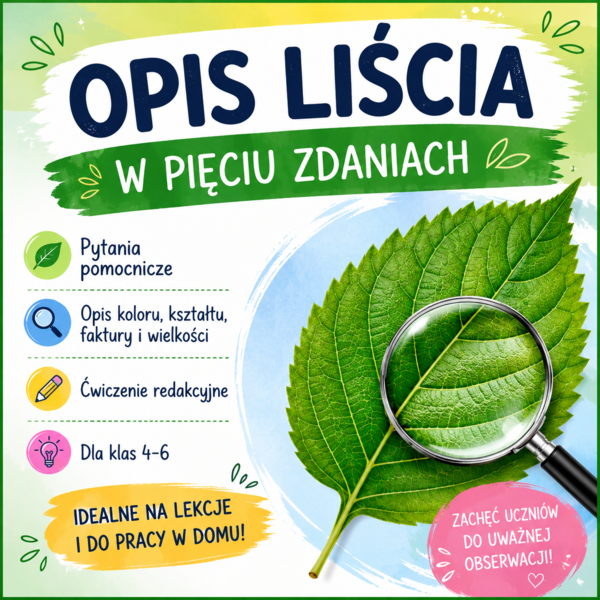 Opis liścia w 5 zdaniach