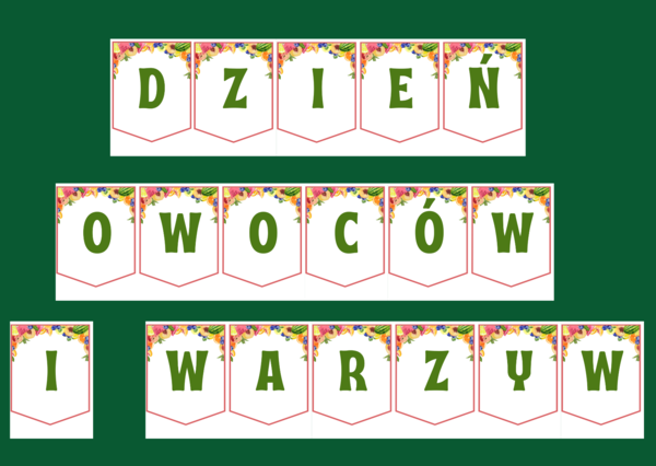 DZIEŃ OWOCÓW I WARZYW – biblioteka – świetlica – girlanda – gazetka – wersja 1
