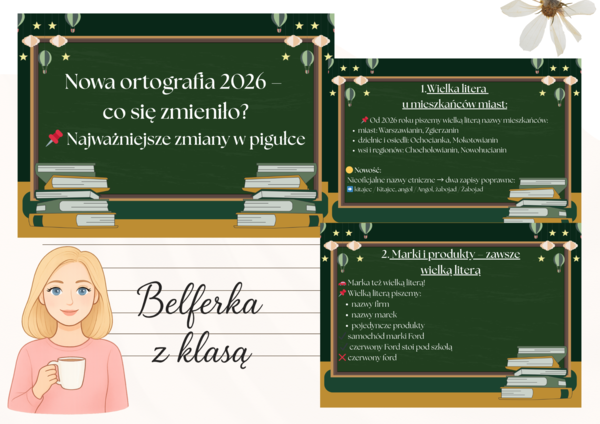 Nowa ortografia 2026 – gazetka szkolna (12 stron) | Klasy 4–8