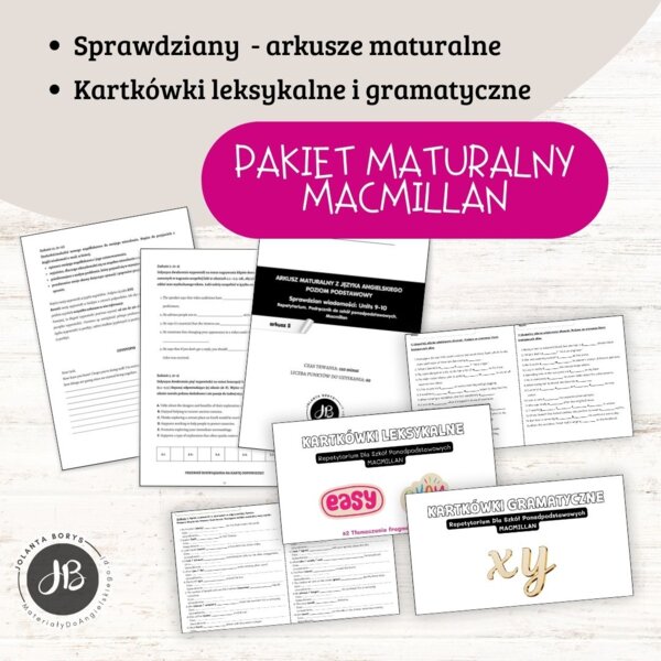 PAKIET MATURALNY MACMILLAN - Arkusze maturalne + kartkówki leksykalne i gramatyczne