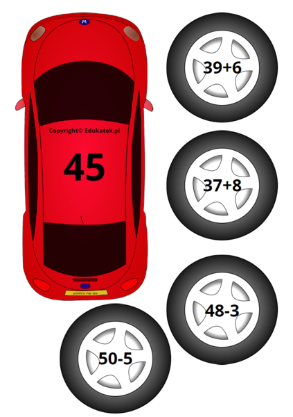 Samochodowa zabawa matematyczna – doskonalenie dodawania i odejmowania