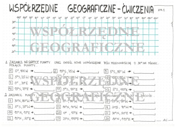 Współrzędne geograficzne - ćwiczenia