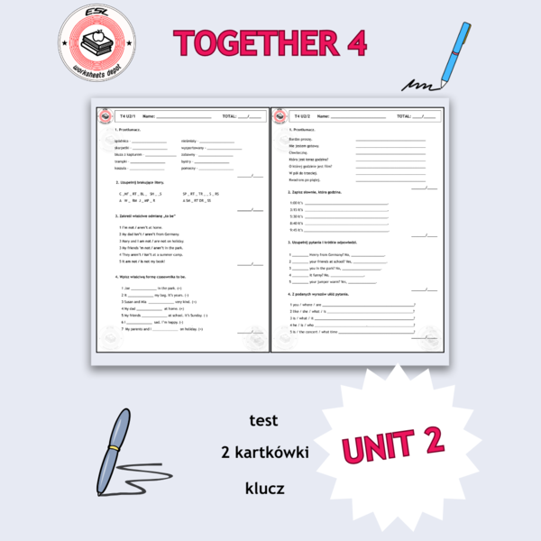 Together 4 Unit 2 - test i kartkówki do działu