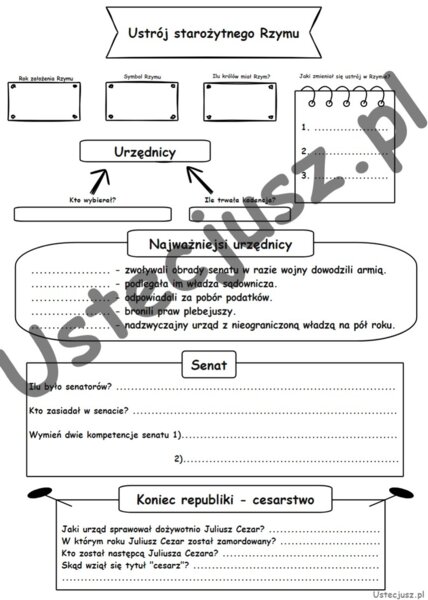 Ustrój starożytnego Rzymu - karta pracy