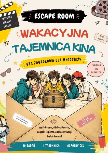 Escape room. Wakacyjna tajemnica kina! Gra zagadkowa dla młodzieży