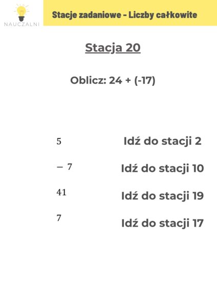 Stacje zadaniowe - liczby całkowite