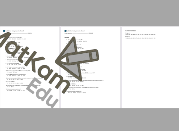 Kartkówka. Klasa 8. Liczby rzymskie