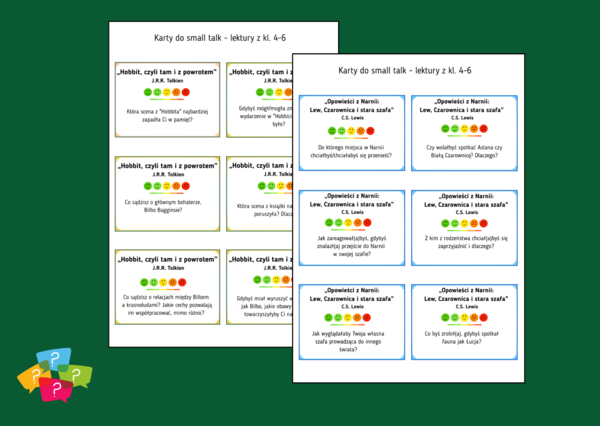 LEKTURY OBOWIĄZKOWE z kl. 4-6 - Karty do SMALL TALK - 144 pytania - 8 lektur - gra
