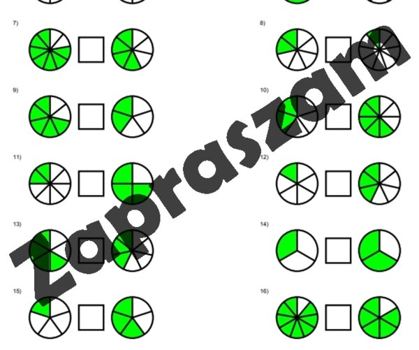 Porównywanie ułamków w kole.