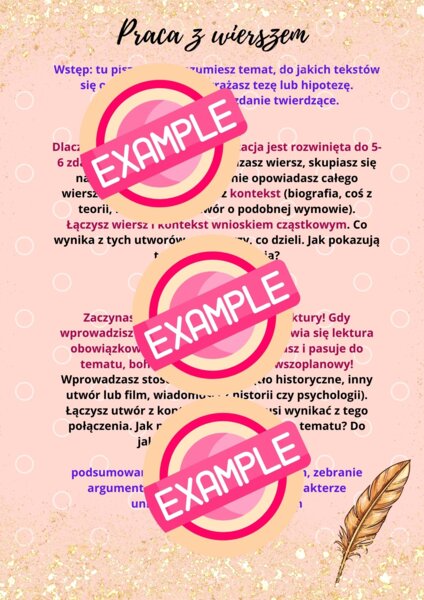 Plan rozprawki z wierszem, matura poziom podstawowy, wklejka pdf