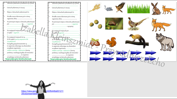 Karta pracy do tematu „Zależności pokarmowe – łańcuchy pokarmowe ” plus obrazki do zalaminowania oraz gratisowo pomysł na lekcję multimedialną z monitorem multimedialnym lub z tabletami (w formie niekomercyjnej prezentacji do edycji – krok po kroku) wyko