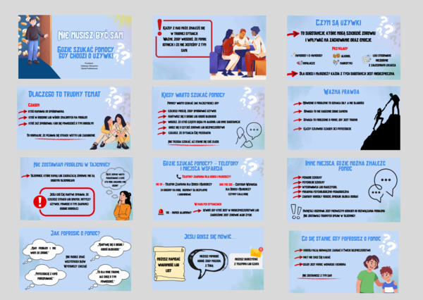 Nie musisz być sam - gdzie szukać pomocy jeśli chodzi o używki? Prezentacja/ Edukacja zdrowotna