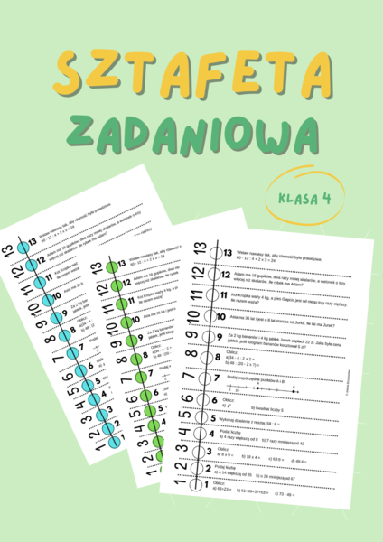 Sztafeta zadaniowa Liczby i działania klasa 4