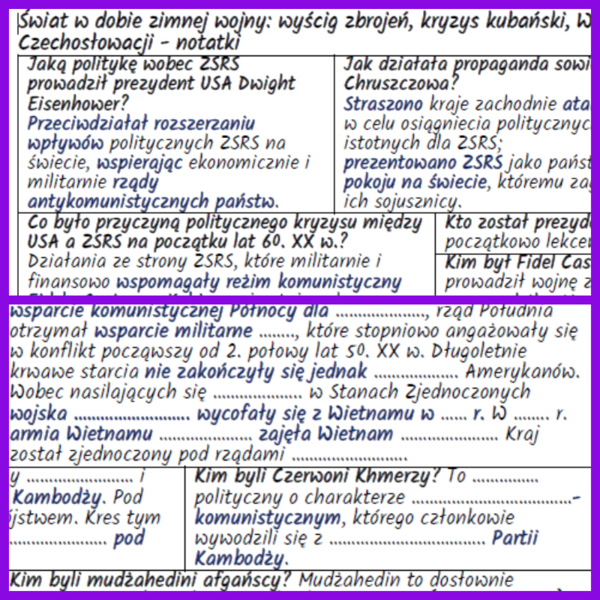 Świat w dobie zimnej wojny: wyścig zbrojeń, kryzys kubański, Wojna w Wietnamie i Kambodży, antykomunistyczne wystąpienia w Czechosłowacji