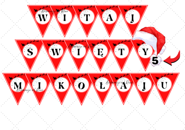 ✨ Girlanda „Witaj Święty Mikołaju” – idealna dekoracja na mikołajki! ✨wersja 5