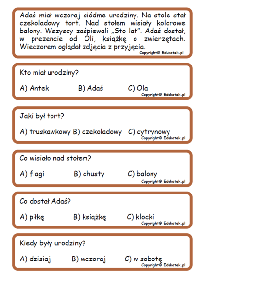 Czytanie ze zrozumieniem-poziom podstawowy