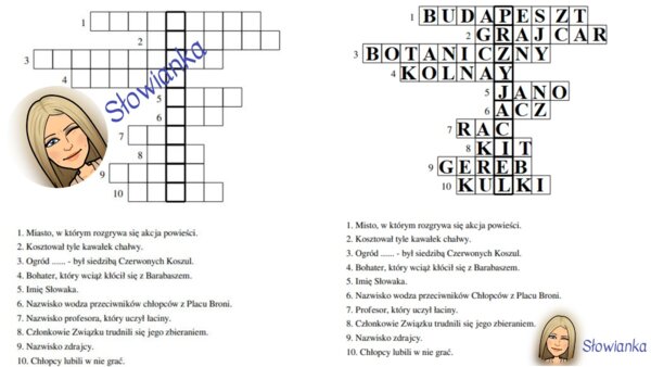 KRZYŻÓWKA "Chłopcy z Placu Broni"