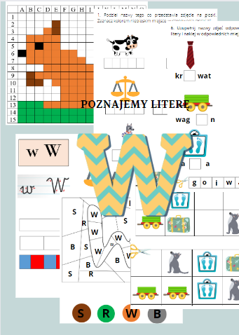Litera W - karty pracy dla zerówki. 31 STRON