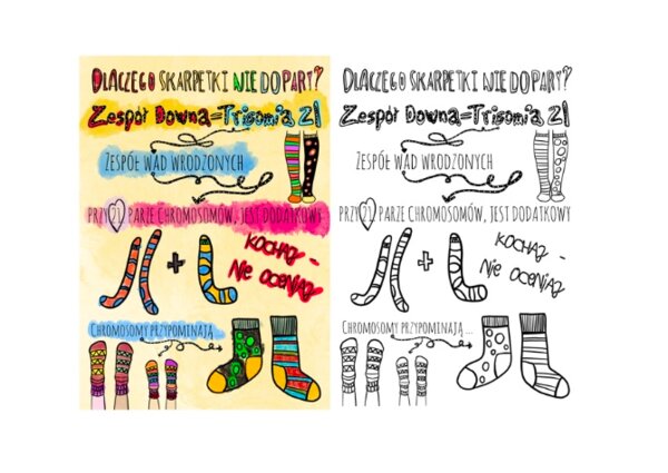 Dzień Zespołu Downa - Dzień Kolorowych Skarpetek plakat a4, kolorowanka xxl 9 części