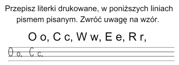 Sprawdzian literki pisane - klasa 1