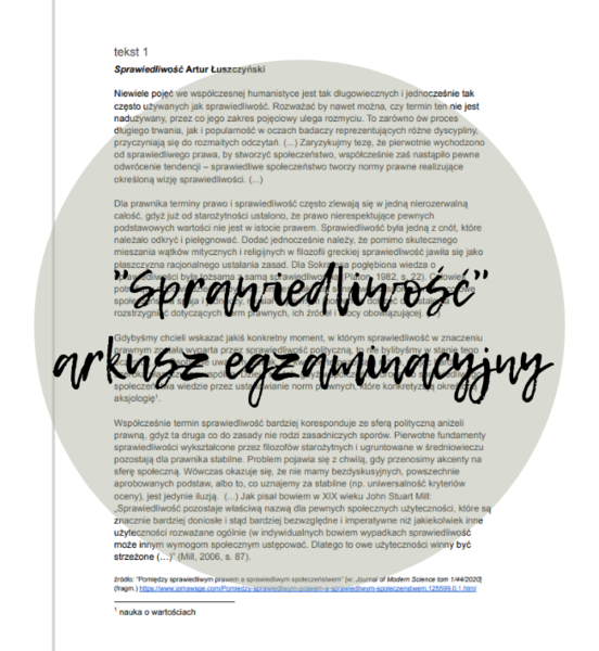 "Sprawiedliwość" arkusz egzaminacyjny