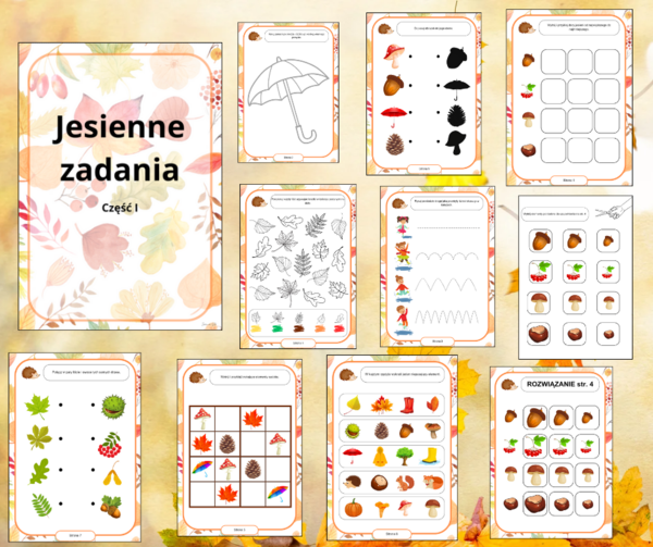 Jesienne karty pracy dla przedszkolaków