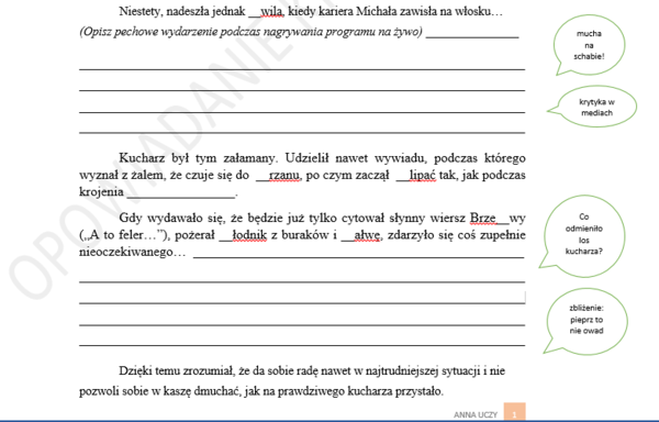 Opowiadanie krok po kroku (ze wskazówkami dla uczniów)