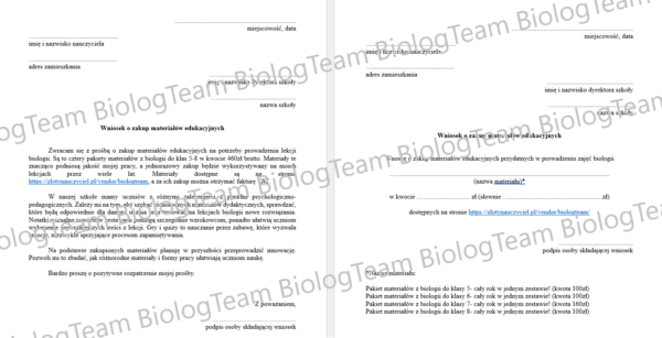 Wniosek do dyrekcji o zakup materiałów dydaktycznych