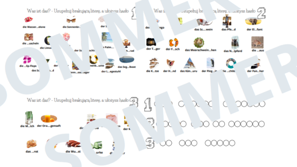 Uzupełnij luki - lato - język niemiecki