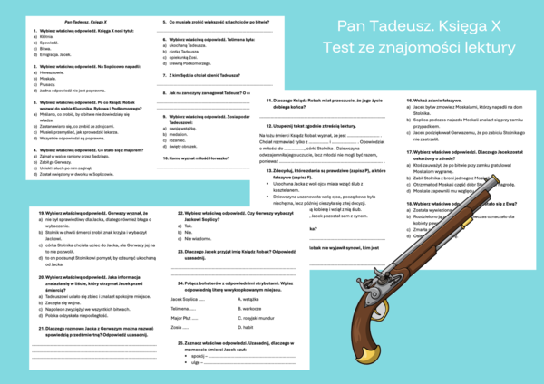 Pan Tadeusz. Księga X - test ze znajomości treści lektury