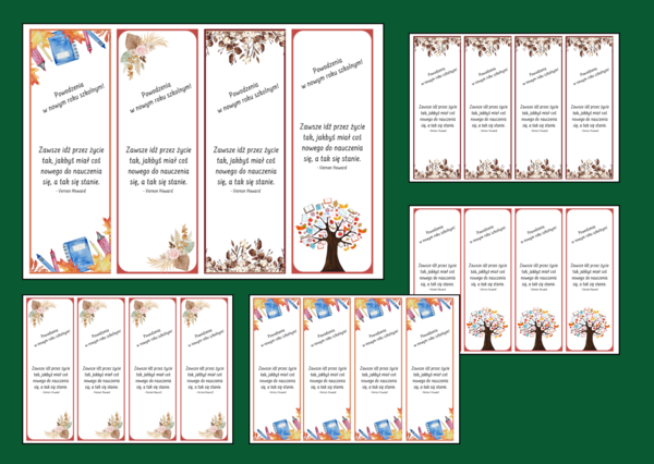 POWRÓT DO SZKOŁY - szkoła – zakładki do książek – zakładka – kolor – wersja 1