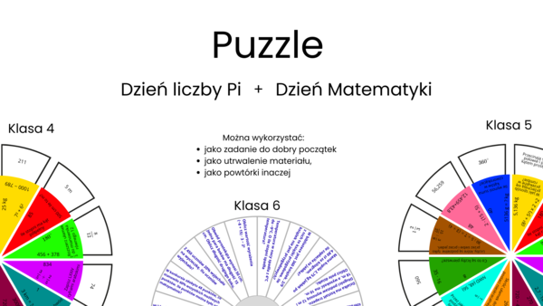 Matematyczne Puzzle – Dzień Liczby Pi + Dzień Matematyki Powtórka materiału, która wciąga uczniów jak gra!