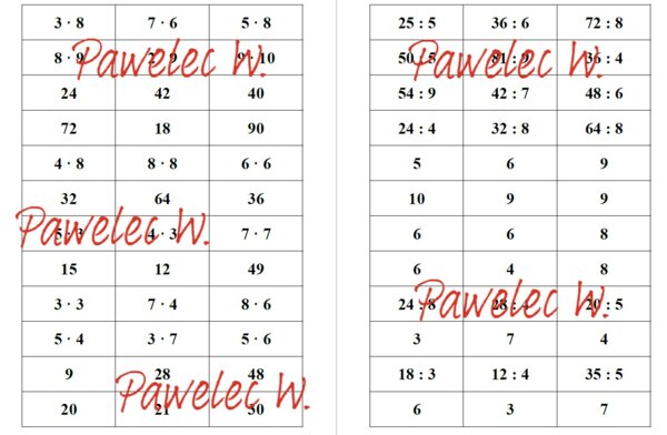 Gra MEMORY mnożenie i dzielenie - nauka przez zabawę