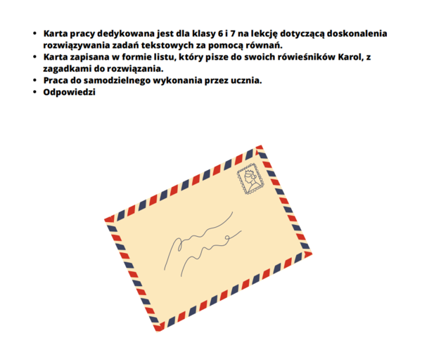 "List zagadka"- rozwiązywanie równań.