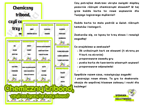 Chemiczny tribond, czyli co łączy te trzy słowa? (kółka chemiczne w szkole podstawowej, pierwsze lekcje chemii w szkole ponadpodstawowej, zakończenie nauki chemii w szkole podstawowej- klasa 8)