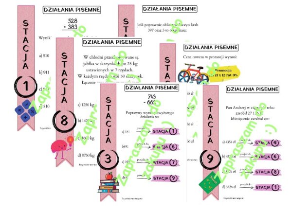 Stacje zadaniowe jako pomysł na lekcję - działania pisemne.