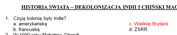 Niepodległość Indii i chiński maoizm - praca z filmem