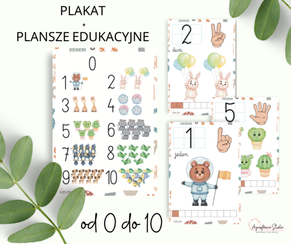 Plansze edukcyjne, plakat - cyfry - od 0 do 10